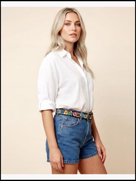 PU Leather Embroidered Floral Belt for Women Western Boho Fashion main image 6